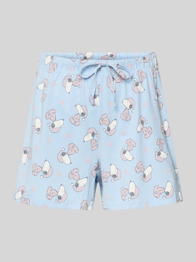 Produktfoto, Pyjama-Hose im Allover-Look von Jake*s Casual, bawełna, krój relaxed fit, jasnoniebieski, różowy wzór, elastyczny pas