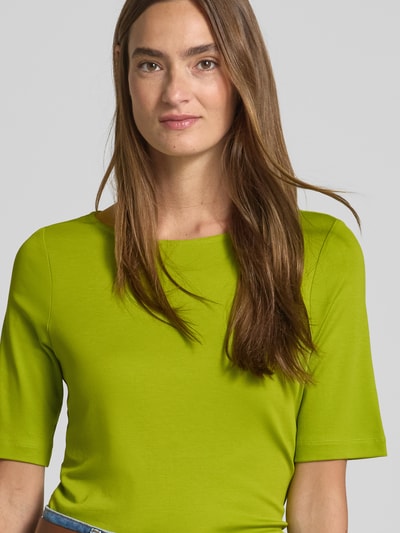 Christian Berg Woman T-shirt z dekoltem w łódkę Jabłkowozielony 3