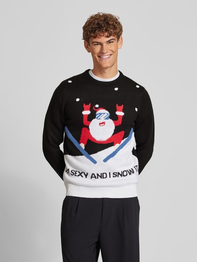 Only & Sons Weihnachtspullover mit gerippten Abschlüssen Modell 'XMAS' Black 4