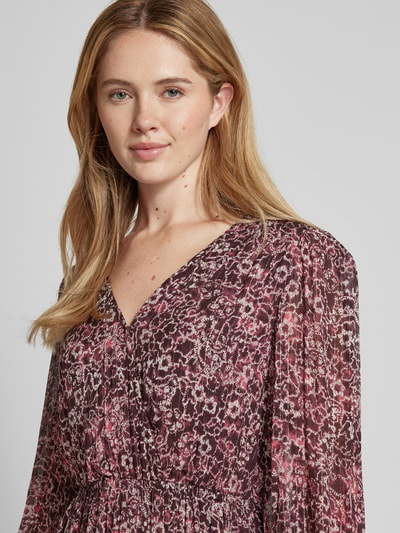 Scotch & Soda Midi-jurk van viscosemix met V-hals Bordeaux - 3