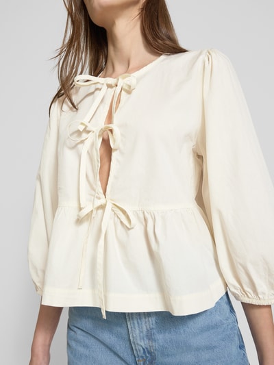 Jake*s Casual Slim Fit Bluse mit tiefem V-Ausschnitt Offwhite 3