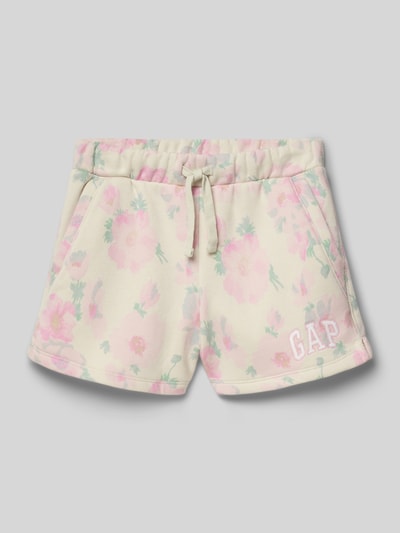 Produktfoto, Shorts mit Logo-Stitching und Eingrifftaschen von GAP, pastellfarbenes Blumenmuster, Baumwoll-Mix, Loose-Fit, elastischer Bund, Kordelzug, Bundweite 28 cm, Innenbeinlänge 8 cm, für Kinder