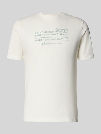 Tom Tailor Denim Regular Fit T-Shirt aus reiner Baumwolle Offwhite 2