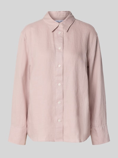 Samsøe Samsøe Regular Fit Leinenbluse mit Hemdblusenkragen Modell 'SANOT' Flieder 2