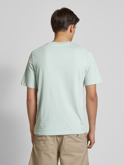 Jack & Jones T-shirt met labelprint, model 'CYRUS' Rookblauw - 5