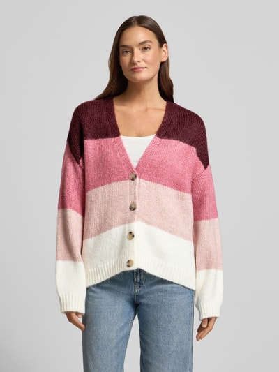 More & More Oversized Strickjacke mit Knopfleiste Bordeaux 4