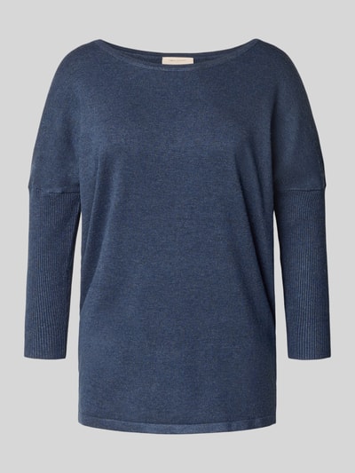 FREE/QUENT Sweter z dzianiny z mieszanki wiskozy z rękawem o dł. 3/4 model ‘JONE’ Niebieski melanż 2
