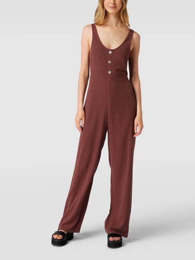 Review Jumpsuit met gestileerde knoopsluiting Chocoladebruin - 4