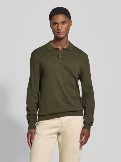 Casual Friday sweter z dzianiny o kroju regular fit z mieszanki bawełny z dodatkiem kaszmiru Khaki 4