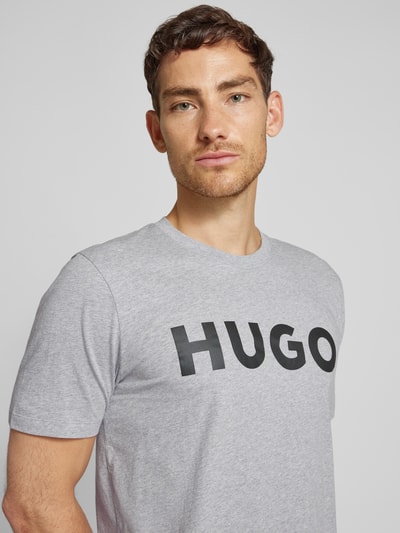 HUGO T-shirt met labelprint, model 'DULIVIO' Lichtgrijs - 3