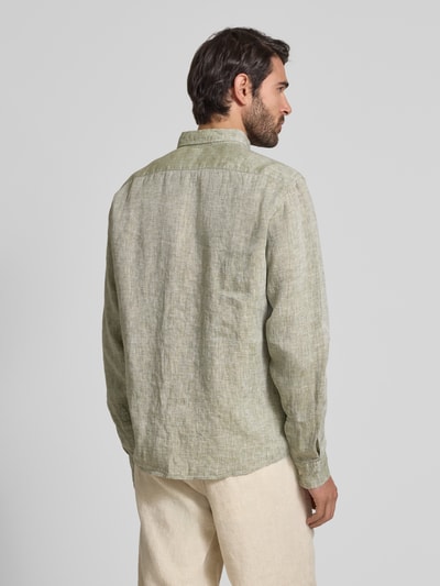 BOSS Regular Fit Leinenhemd mit Button-Down-Kragen Hellgruen 5