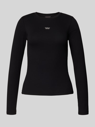 Guess Jeans Bluzka z długim rękawem z wyhaftowanym logo Czarny 2