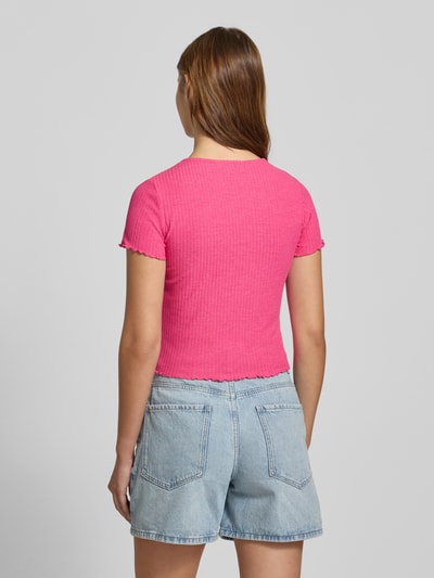Only Regular Fit T-Shirt mit Frill Modell 'EMMA' Pink 5