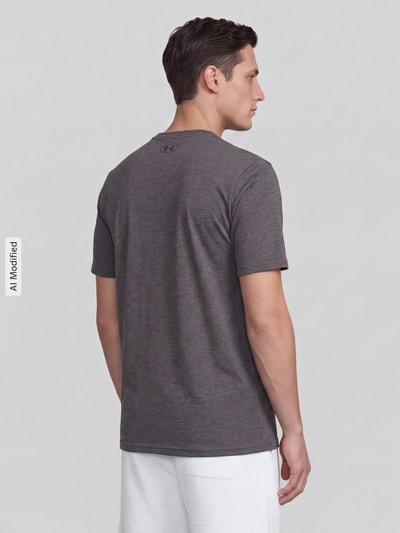 Under Armour Regular fit sport-t-shirt van katoenmix Antraciet gemêleerd - 5