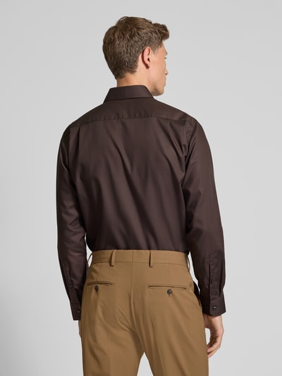 SEIDENSTICKER REGULAR FIT Koszula biznesowa o kroju regular fit z kołnierzykiem typu kent i kieszenią na piersi Ciemnobrązowy 5