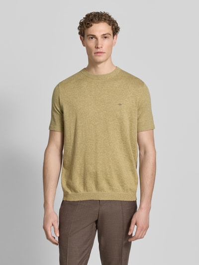 Fynch-Hatton Regular Fit T-Shirt mit Leinen-Anteil in Strick-Optik Hellgruen 4