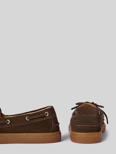 Copenhagen Instappers met vetersluiting, model 'Suede' Donkerbruin - 2