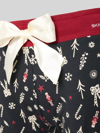 Skiny Pyjamabroek in all-over look met strik Zwart - 2