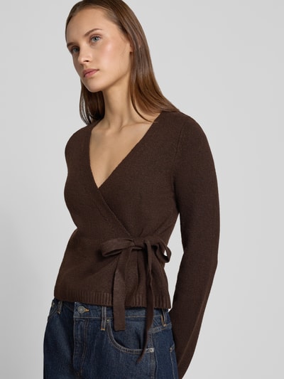REVIEW Strick-Cardigan in Wickeloptik Dunkelbraun Melange 3