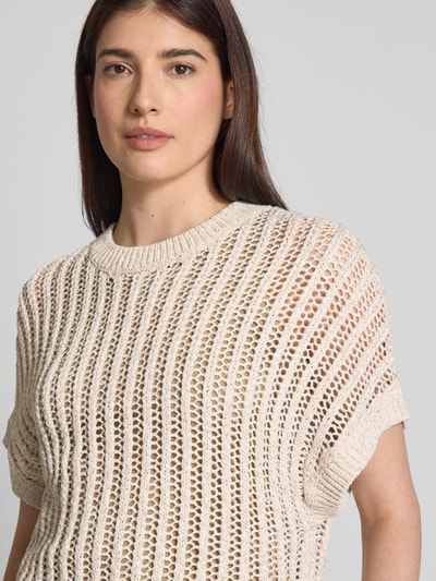 comma Strickpullover mit gerippten Abschlüssen Beige 3