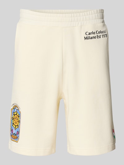 CARLO COLUCCI Sweatshorts mit Label-Print Offwhite 2