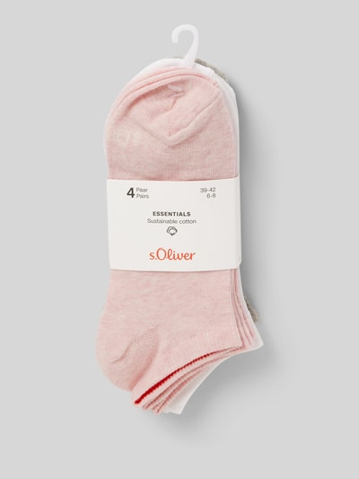 s.Oliver RED LABEL Sneakersocken mit Label-Print im 4er-Pack Rosa 3