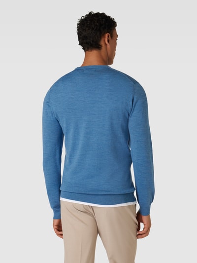 Matinique Gebreide pullover met geribde ronde hals, model 'Margrate' Blauw gemêleerd - 5