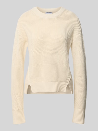 Jake*s Casual Slim Fit Pullover aus reiner Baumwolle Ecru 1