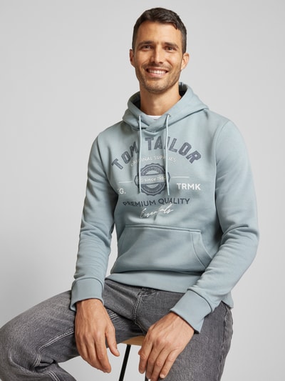 Tom Tailor Regular Fit Hoodie aus Baumwoll-Mix mit Logo Print Hellgruen 3