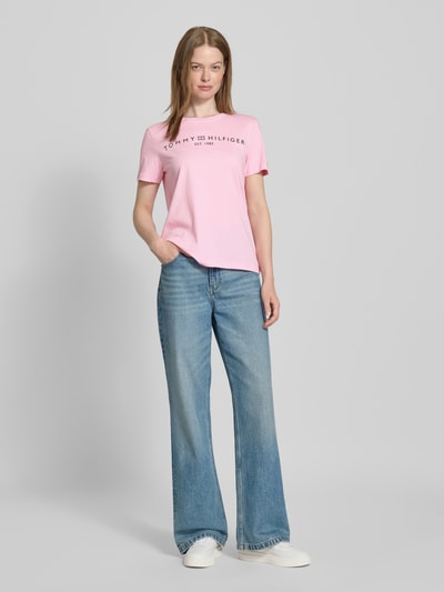 Tommy Hilfiger Regular fit T-shirt van puur katoen Felroze - 1