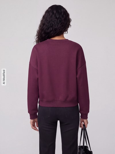 ONLY Loose Fit Sweatshirt aus Baumwoll-Mix Modell 'SWEAT' Bordeaux Melange 5