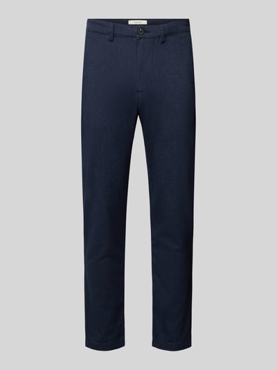 Produktfoto, dunkelblaue Slim Fit Chino aus Baumwoll-Mix Model 'MILES' von Selected, glatte Textur, Herren Chino von Selected