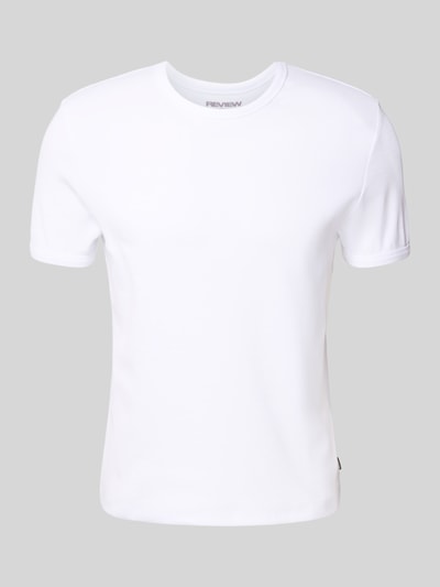 REVIEW T-shirt z prążkowanym okrągłym dekoltem Biały 2