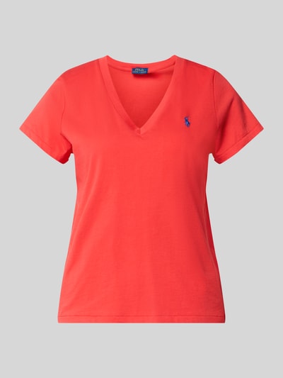 Produktfoto, Regular Fit T-Shirt aus reiner Baumwolle von Polo Ralph Lauren, Optik: Unifarben, Logo-Stitching, V-Ausschnitt, Kurzarm, Materialverarbeitung: Jersey