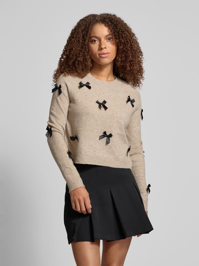 Only Regular Fit Strickpullover mit Schleifendetails Modell 'NOELLE' Sand 4