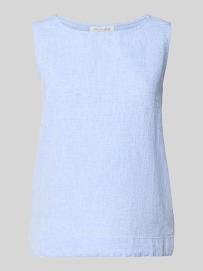 Produktfoto, Blusentop aus linnen met ronde hals van Christian Berg Woman, regular fit, brede bandjes, ruglengte maat 36: 54 cm, lichtblauw, fijne textuur