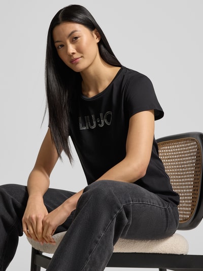 LIU JO SPORT T-Shirt mit Rundhalsausschnitt und Ziersteinbesatz Black 3