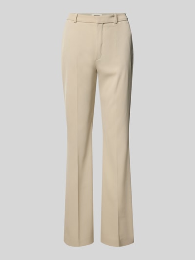 Produktfoto, Hose mit Bügelfalten Modell 'ARGUE' von Drykorn in Beige, Regular-Fit, Material-Mix mit Stretch-Anteil, Damen, Vorderansicht.
