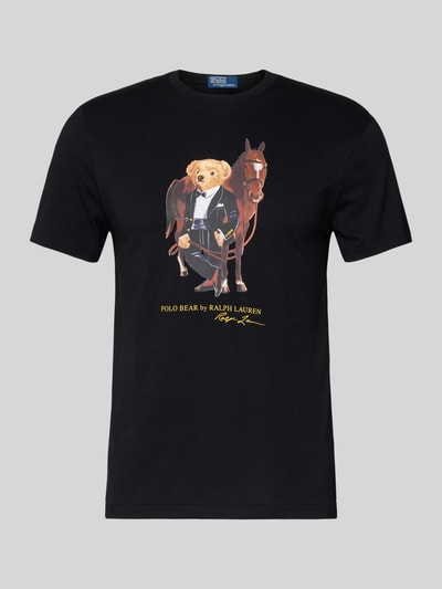 Produktfoto, T-Shirt mit Label-Print und Rundhalsausschnitt von Polo Ralph Lauren in Schwarz, reine Baumwolle, Regular-Fit, Rückenlänge 66 cm in Größe M