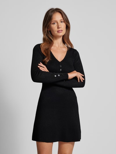 Vila Knielanges Kleid mit V-Ausschnitt Modell 'LIZETTA' Black 5