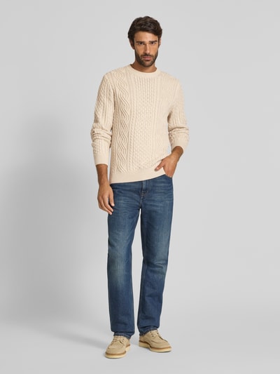 Jack & Jones Premium Strickpullover mit gerippten Abschlüssen Modell 'BLUSEAN' Offwhite Melange 1