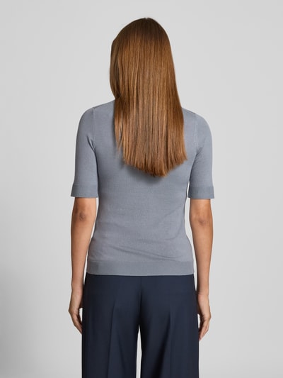 comma Strickpullover mit gerippten Abschlüssen Rauchblau 5