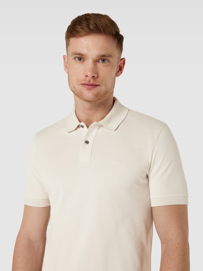 BOSS Slim Fit Poloshirt mit Label-Stitching Modell 'Pallas' Offwhite 3