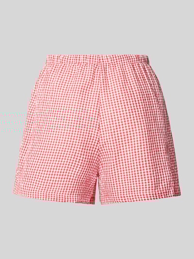 Jake*s Casual Korte pyjamabroek met elastische band en tunnelkoord Kersenrood - 3