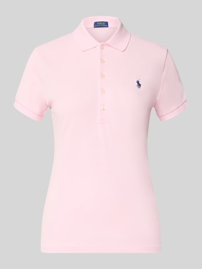 Produktfoto, Slim Fit Poloshirt aus Baumwoll-Mix von Polo Ralph Lauren in zartem Rosa mit glatter Oberfläche und kurzen Ärmeln, Damen Poloshirt