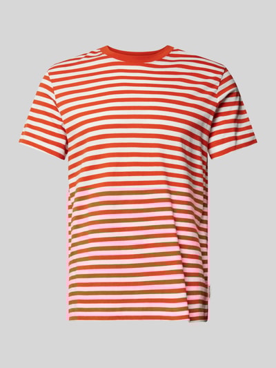Marc O'Polo T-shirt o kroju regular fit z czystej bawełny ze wzorem w paski Pomarańczowy 2