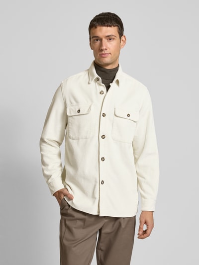 Fynch-Hatton Hemdjacke mit Knopfleiste Modell 'Corduroy' Offwhite 4