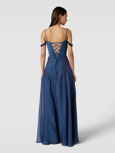 Luxuar Abendkleid in Wickel-Optik Blau 5