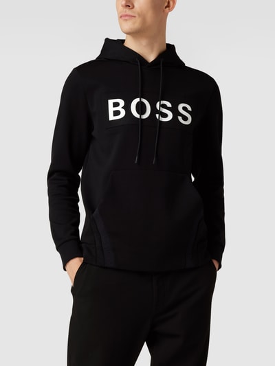 BOSS Green Bluza z kapturem i wytłoczonym logo model ‘Soody’ Czarny 4