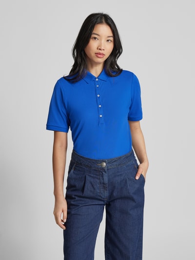 Brax Poloshirt in unifarbenem Design Modell 'CLEO' Blau 4